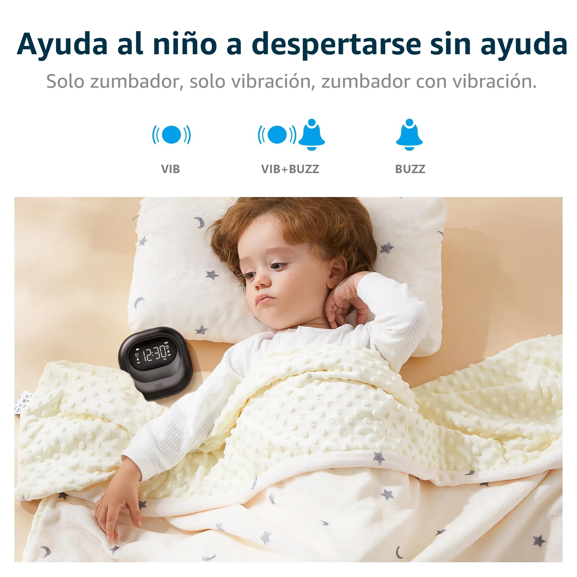 Mesqool Reloj Despertador con Vibración, Reloj Despertador con Batería Recargable, Alarma Doble para Días Laborables & Fines de Semana, Inalámbrico, Sin Cables, Reloj Despertador Digital de Viaje