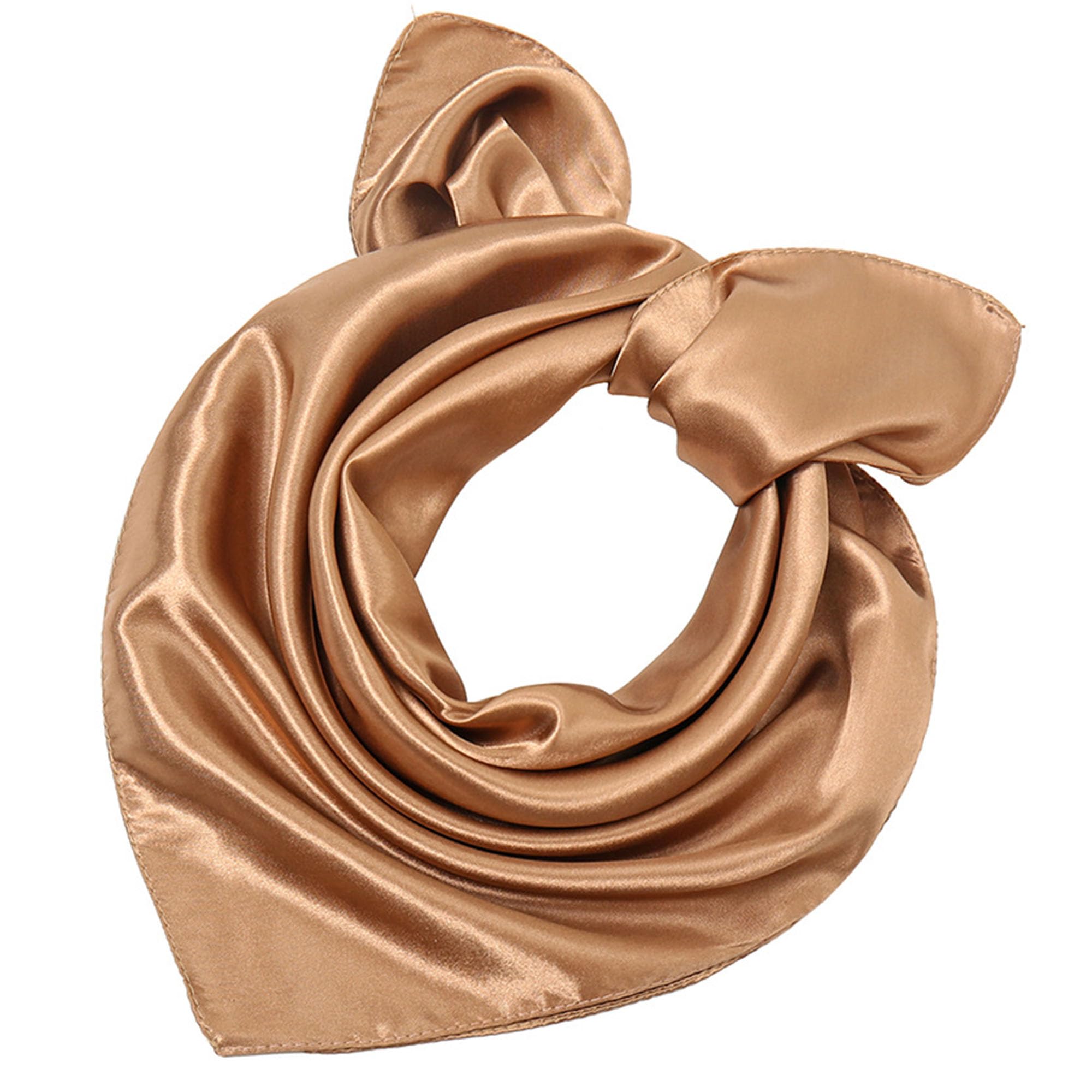 Photo 1 of **2 packs** Solid Color Neck Scarf For Women Square Satin Head Scarves headband Bandanas 23.6× 23.6 inches