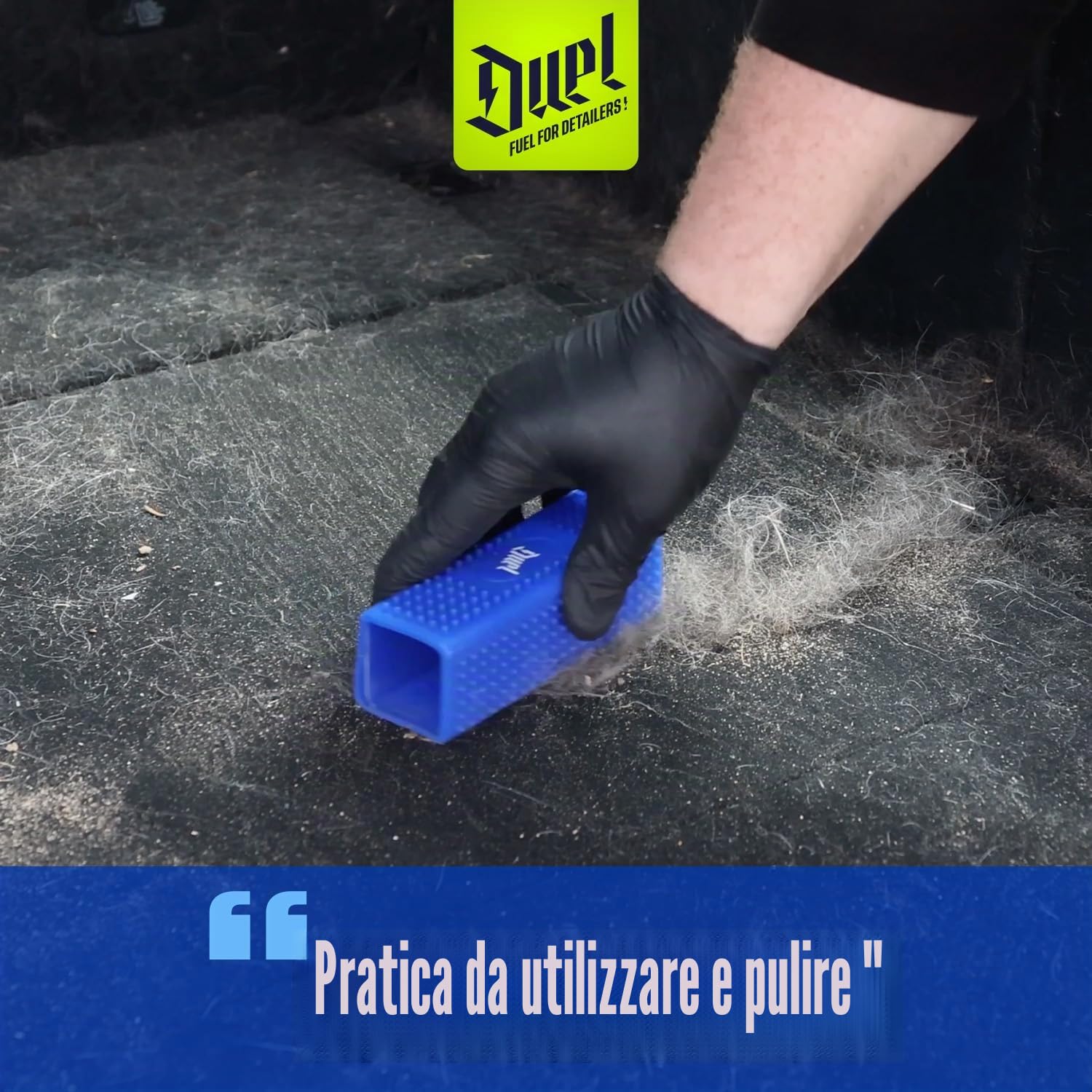 Duel Autocare Eliminatore di peli di animali domestici per interni | Detergente per tappeti auto | Rimuove lanugine, peluria e polvere | Blu