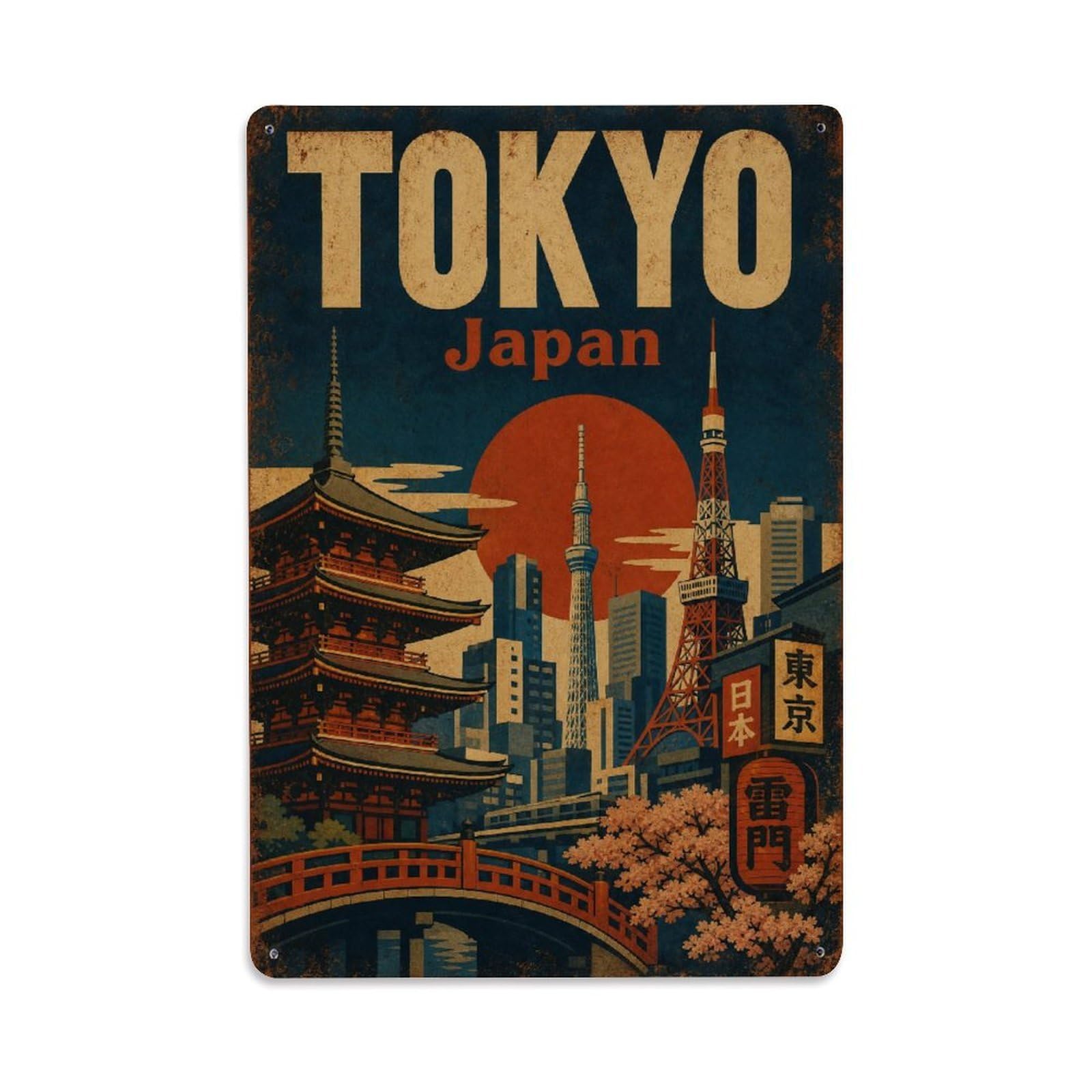 Gead 8X12inch Style Vintage Travel Tokyo Japan Essence Metal Tin Sign