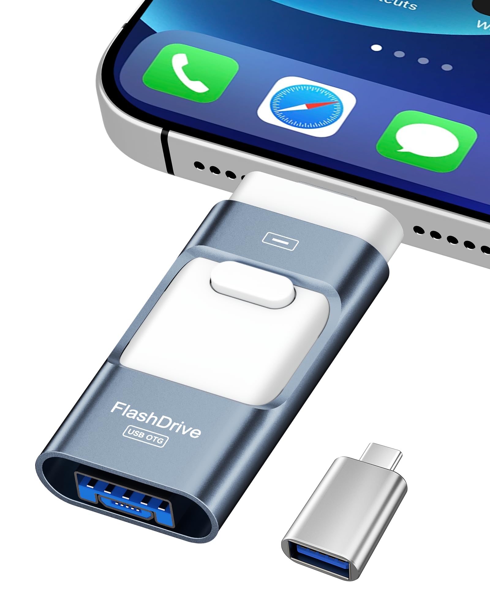 ZARMST USB Stick 256 GB für Smartphone, 4-in-1 USB 3.0 Speicherstick, Blau | Vielseitiges Flash-Laufwerk für Handys, Tablets, PC & Mac, Fotos & Videos sichern, Schnelle Datenübertragung, Dateiaustausch