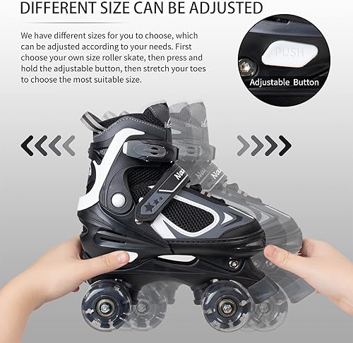 Miniatura 4 de Nattork Patines de ruedas para niños y niñas, 4 tamaños ajustables con todas las ruedas iluminadas, el mejor regalo de cumpleaños para deportes en