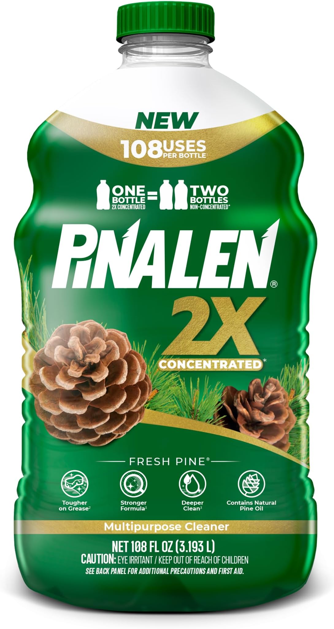 2X Max Aromas Concentrated Multipurpose Cleaner - Fresh Pine Scent - 108 fl oz - All Purpose Cleaner for Kitchen, Bathroom, Floors & Outdoors