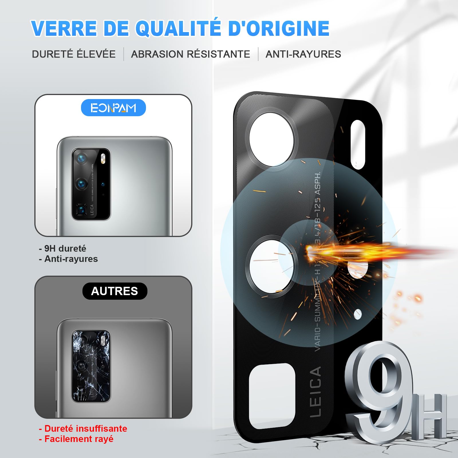 Lentille Caméra Pour Huawei P40 Lite - Verre De Protection + Adhésif, Neuf