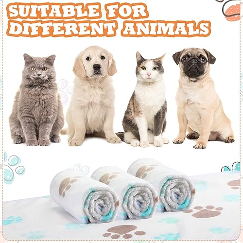 Vista 103 de Tatuo 4 unidades de mantas para perros y cachorros, juguetes de dentición, manta de vellón con estampado de patas, manta de vellón para mascotas