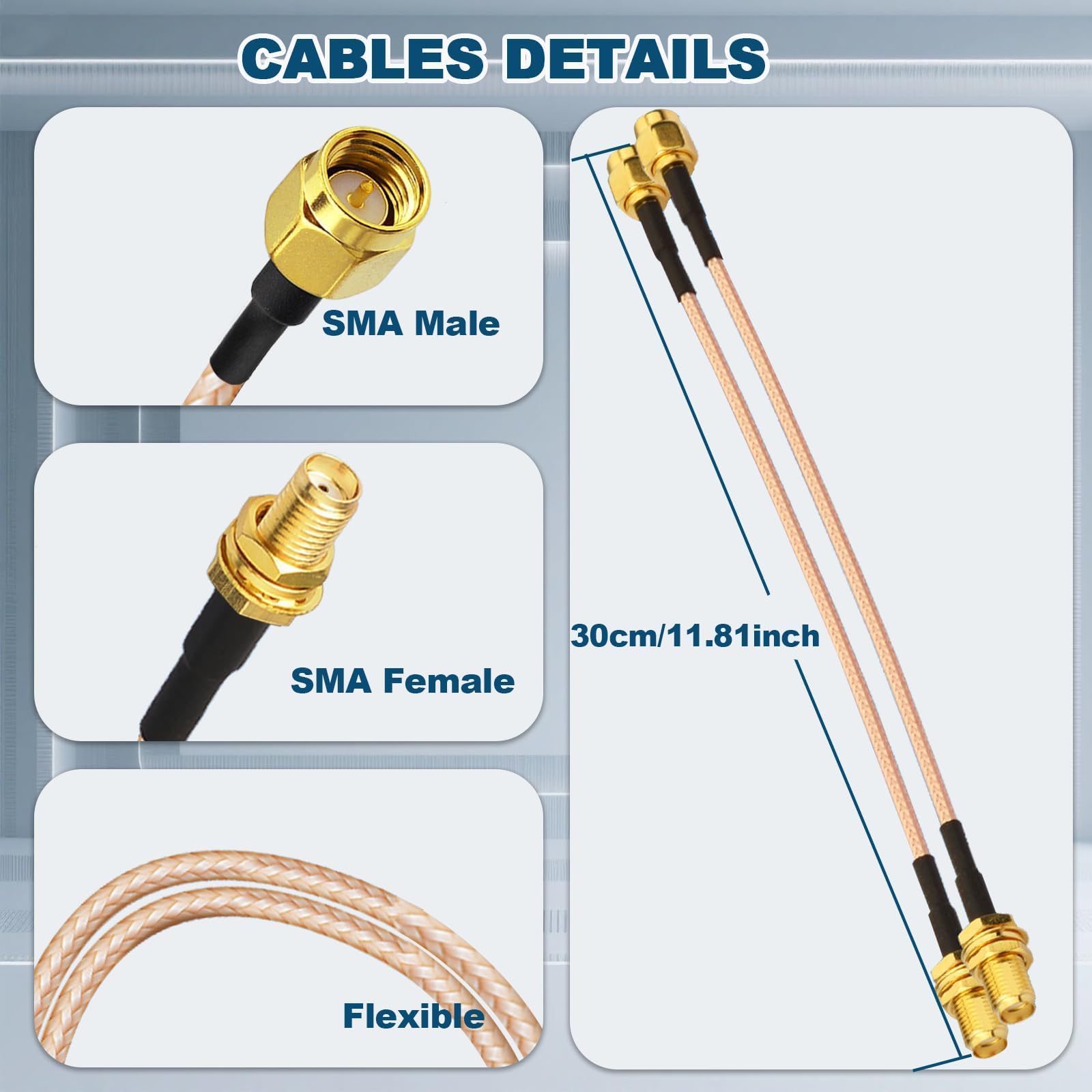 Bingfu Cavo SMA Prolunga Antenna 4G 5G 30cm Maschio Femmina Montaggio Paratia RG316 Coassiale 2 Pezzi