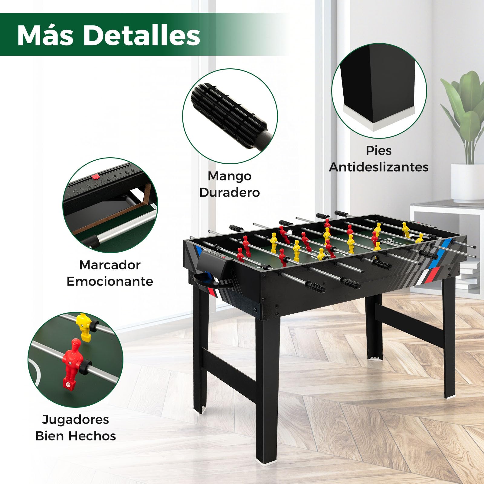 RELAX4LIFE 4 en 1 Juegos de Mesa Apilable para Niños y Adultos, Futbolín, Hockey, Billar, Tenis de Mesa con 18 Accesorios para Salas de Juegos y Bares, Regalo Cumpleaños o Navidad, 125x97x83cm