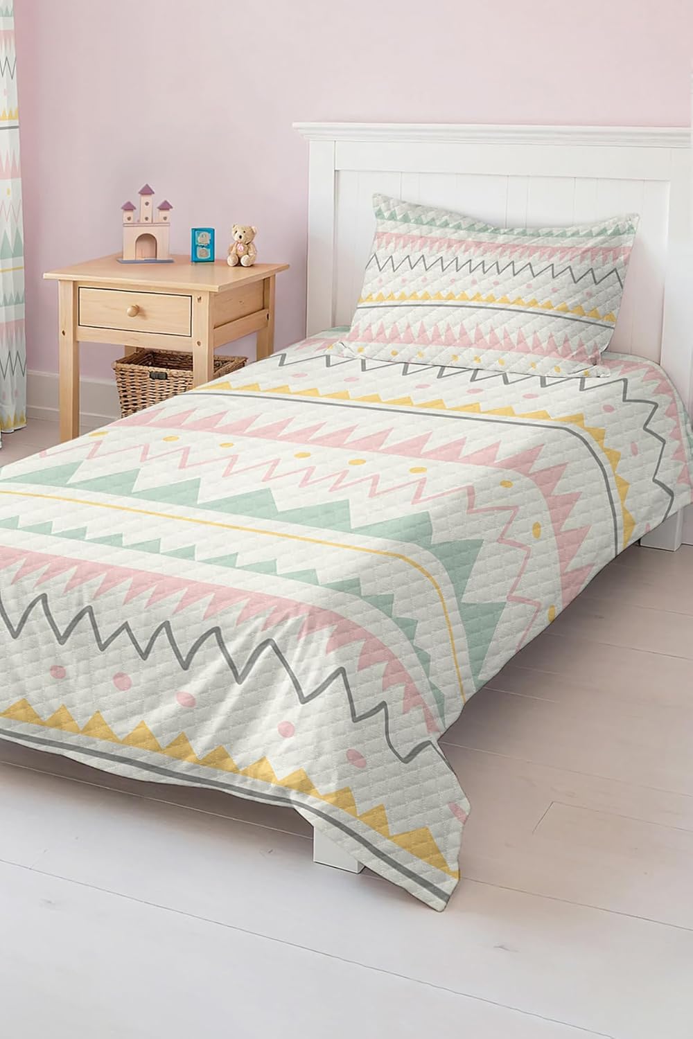 SODEF Bedding Set Colorful Striped Pattern Kids and Teens Room Quilt Set Bedspread Coverlet Lightweight Breathable Cotton Polyester Blend Twin Size - Multicolor, One Size