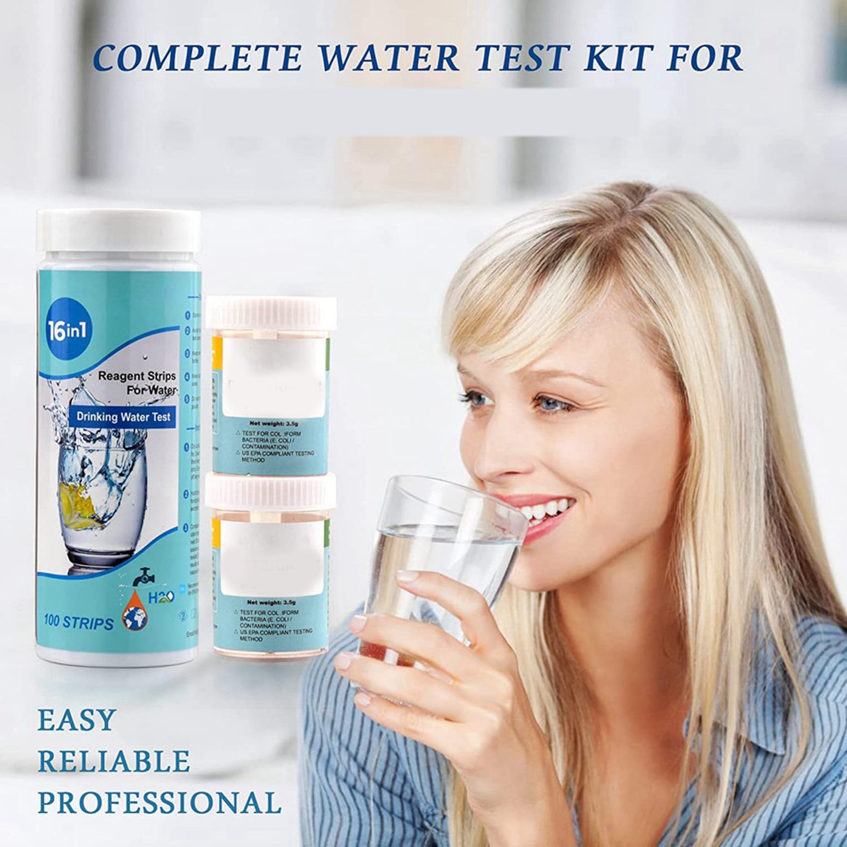 Kit Completo per il Test 'Acqua 17 In 1 per La Casa, 1000 Strisce + 20 Kit per il Test 'Acqua per il Test Facile 'Acqua Potabile, PH,