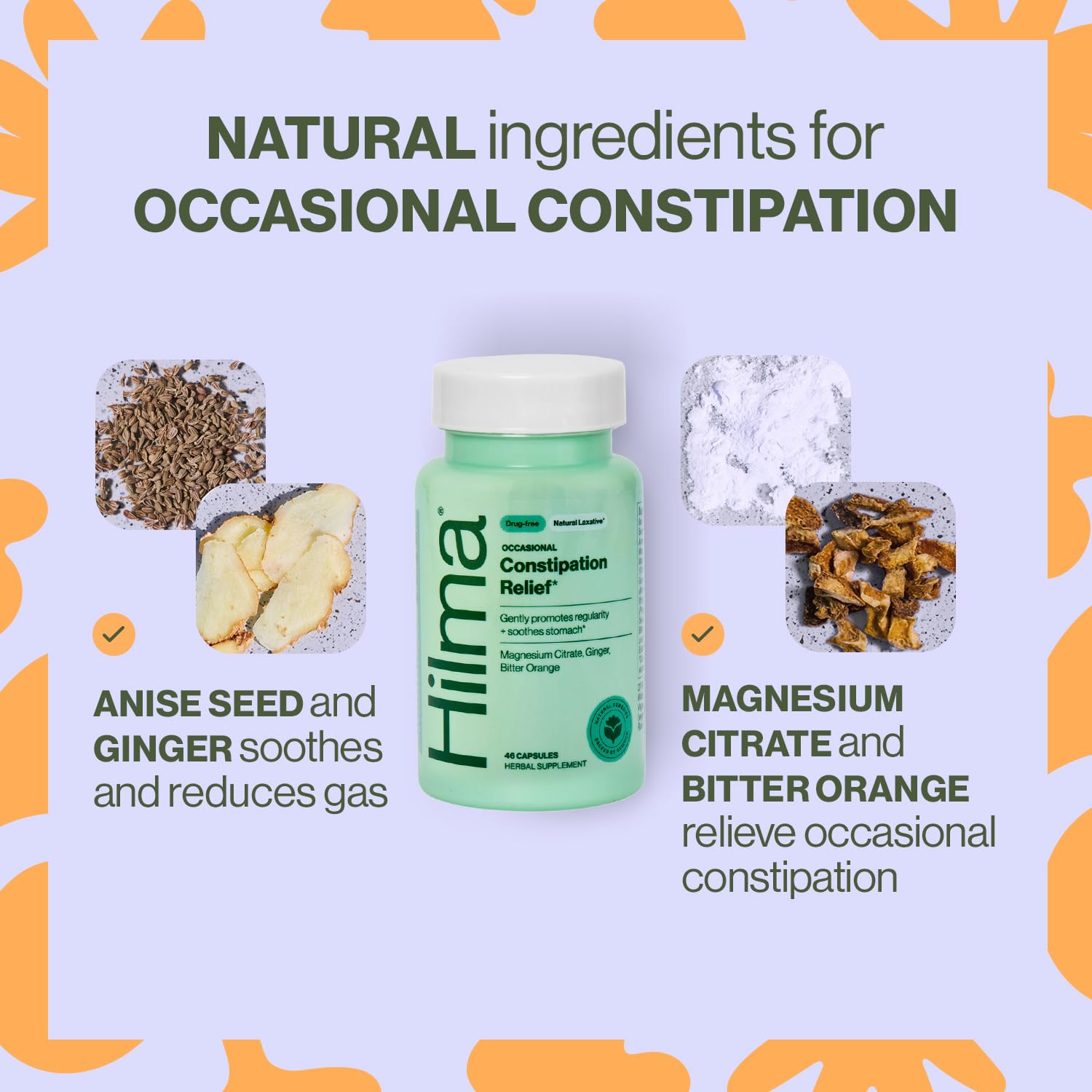 Hilma Daily Gas & Bloat Relief, Occasional Constipation Duo, 96 Vegan Caps — Amazon image 4