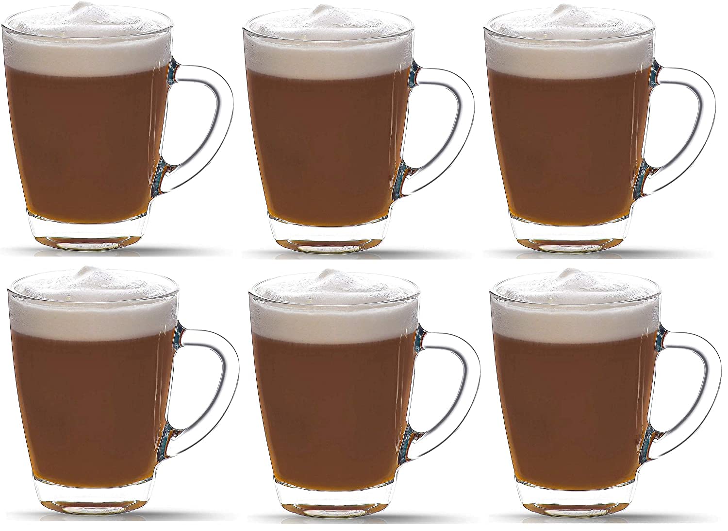 MAA HINGLAJ Enterprise Clear Coffee Mug with Handle,Warm Beverage Mugs, Glass Cups Tea Cups Latte Cups Mugs Set of 6 150ml