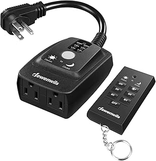 DEWENWILS Dawn to Dusk Outdoor Timer for Halloween Waterproof, 125V/ 15A Plug in Sensor Outlet Timer Switch, 100FT Range Remote Control with 2 Grounded Electrical Outlets for Pool Pumps, Fountain, UL