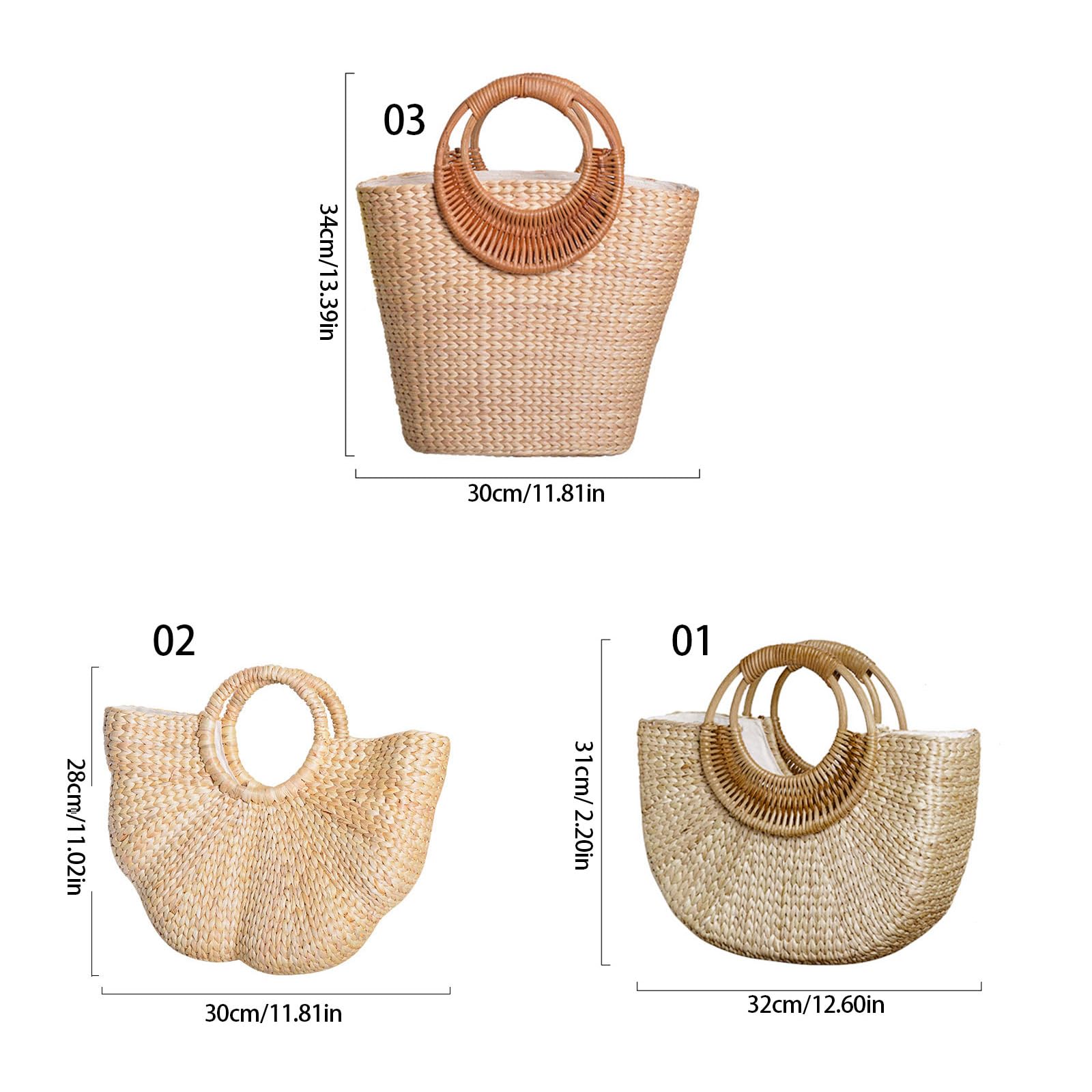 Elegante borsa paglia per donna Borsa con manico superiore Elegante borsa da spiaggia intrecciata a mano quotidiana per le vacanze alla da donna