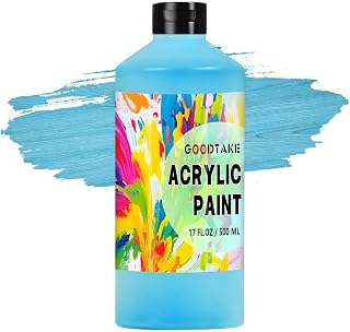 GOODTAKE Sky Blue Acrylic Paint, Large Bulk (17 oz,500 ml) Craft Paints for Art Supplies, Canvas, Rocks, Wood, Leather, Fabric, Stone, Ceramic, Non Toxic Paint (Sky Blue, 17 oz)