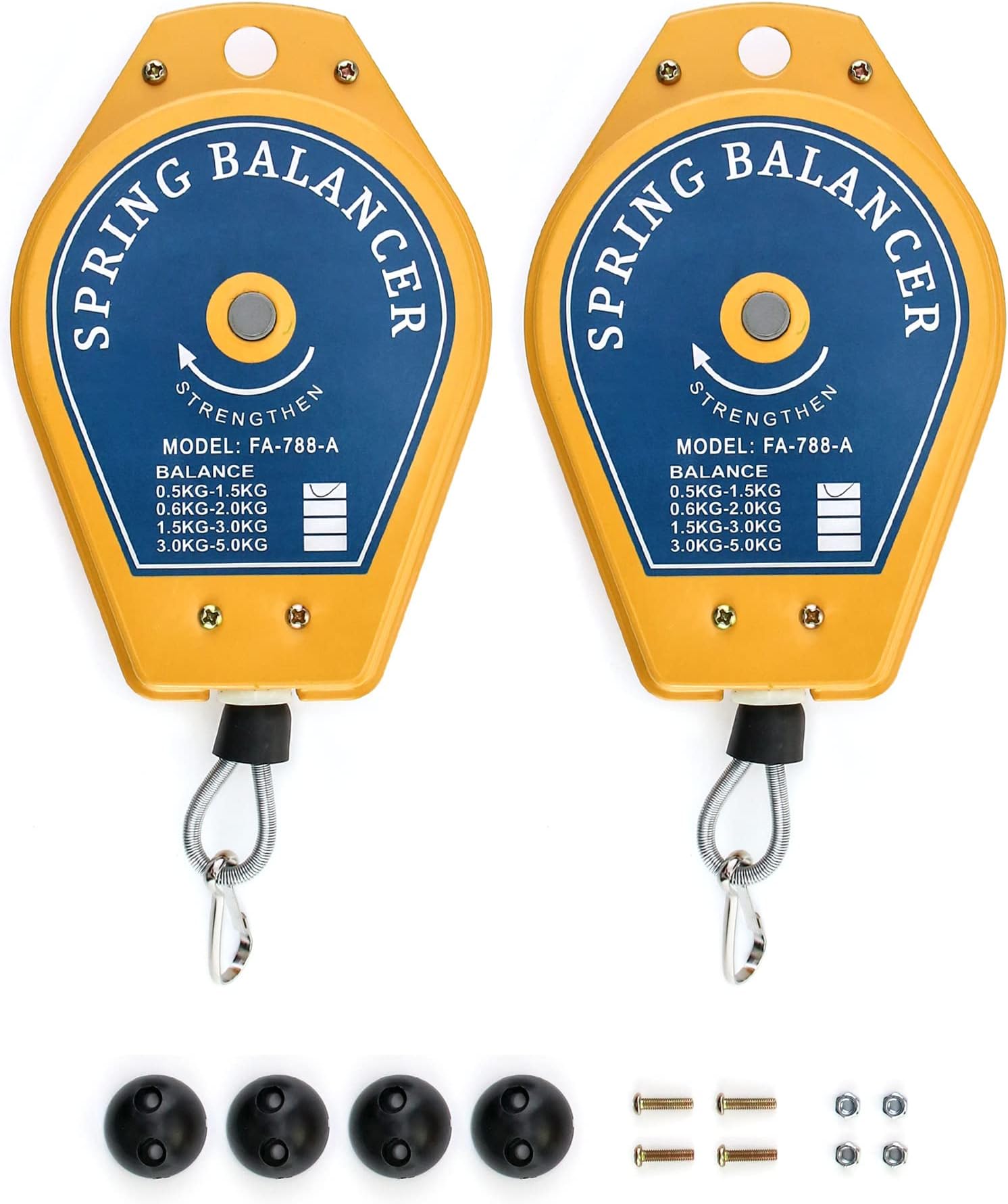 QWORK Spring Balancer 2 Pack 1.1–3.3 lbs Load Range – Adjustable Retractable Tool Hanger for Assembly, Workshop & Garage