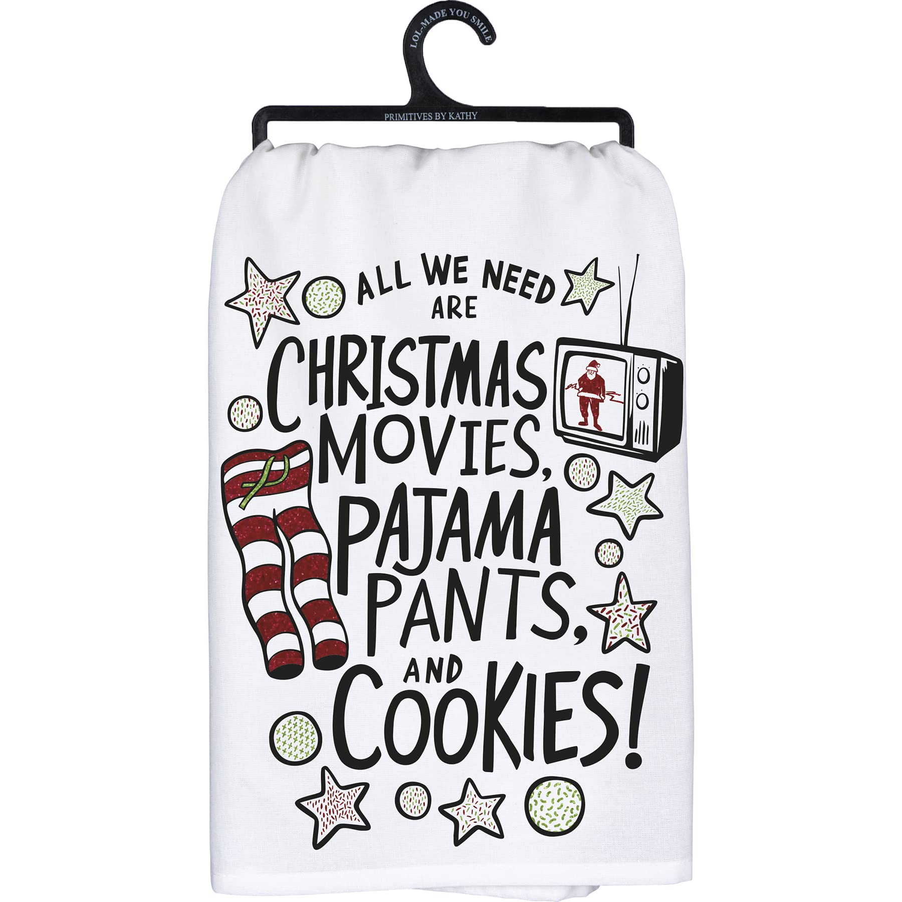 Primitives by Kathy Torchon de cuisine - 109659 - Motifs de Noël - Pyjama pantalon et cookies