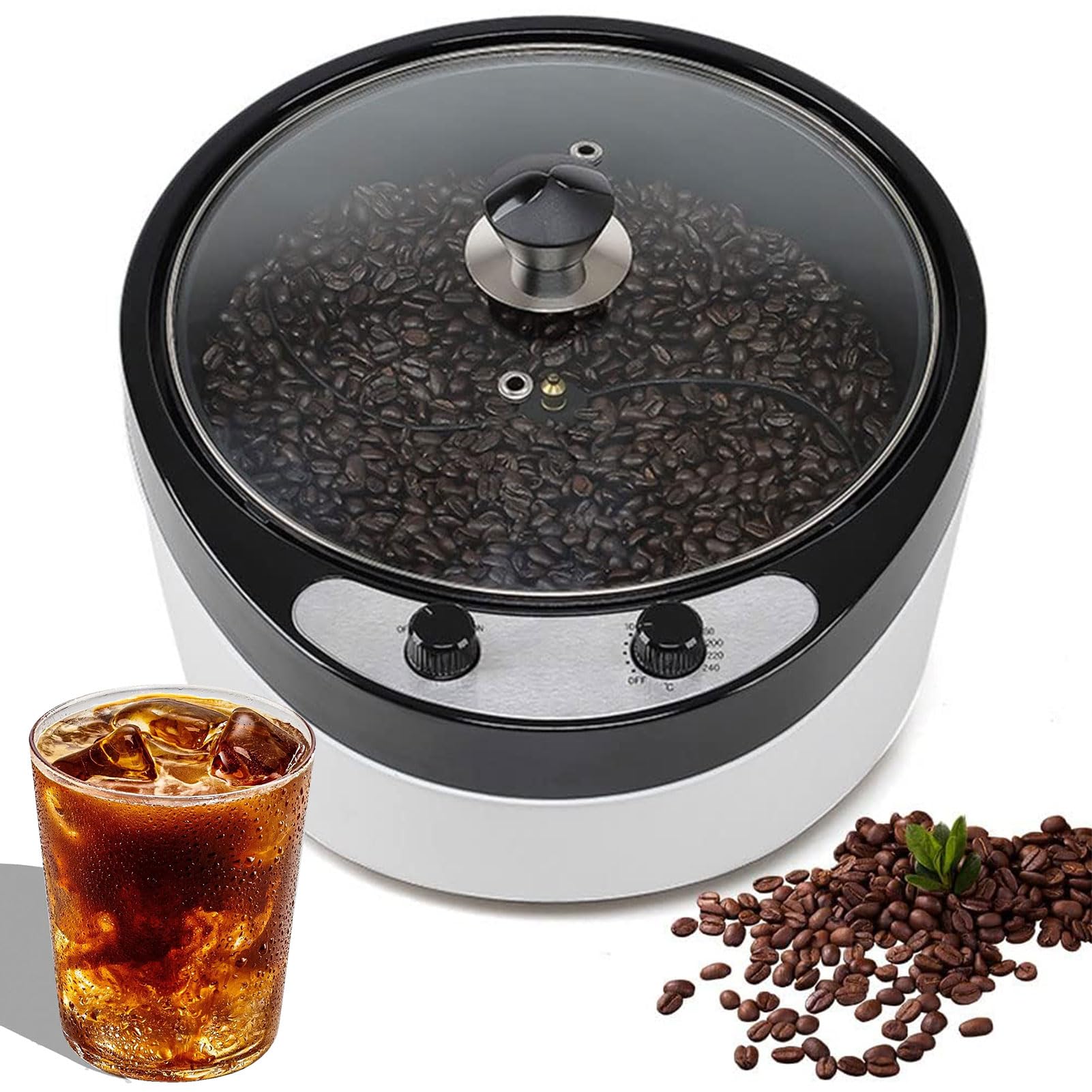GYKOZY Coffee Roaster Machine, Electric Coffee Bean Baker with 0-240℃ Temperature Adjustable, Stainless Steel Roasting Machine for Baking Coffee, Raw Beans