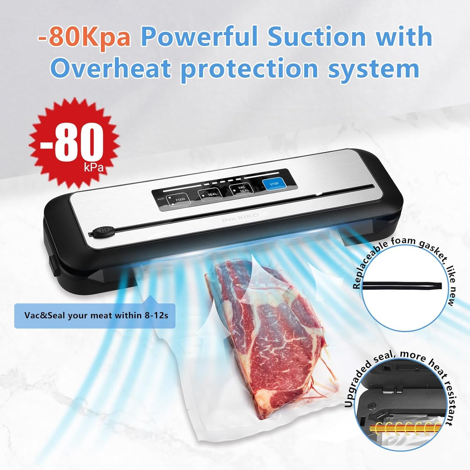 INKBIRD 2.4G WIFI Sous Vide Cooker Bundle with Vacuum Sealer Machine,1000W Sous-Vide Kits, Immersion Circulator for Sous Vide Mahine with 14 Preset Recipes on Thermal Immersion