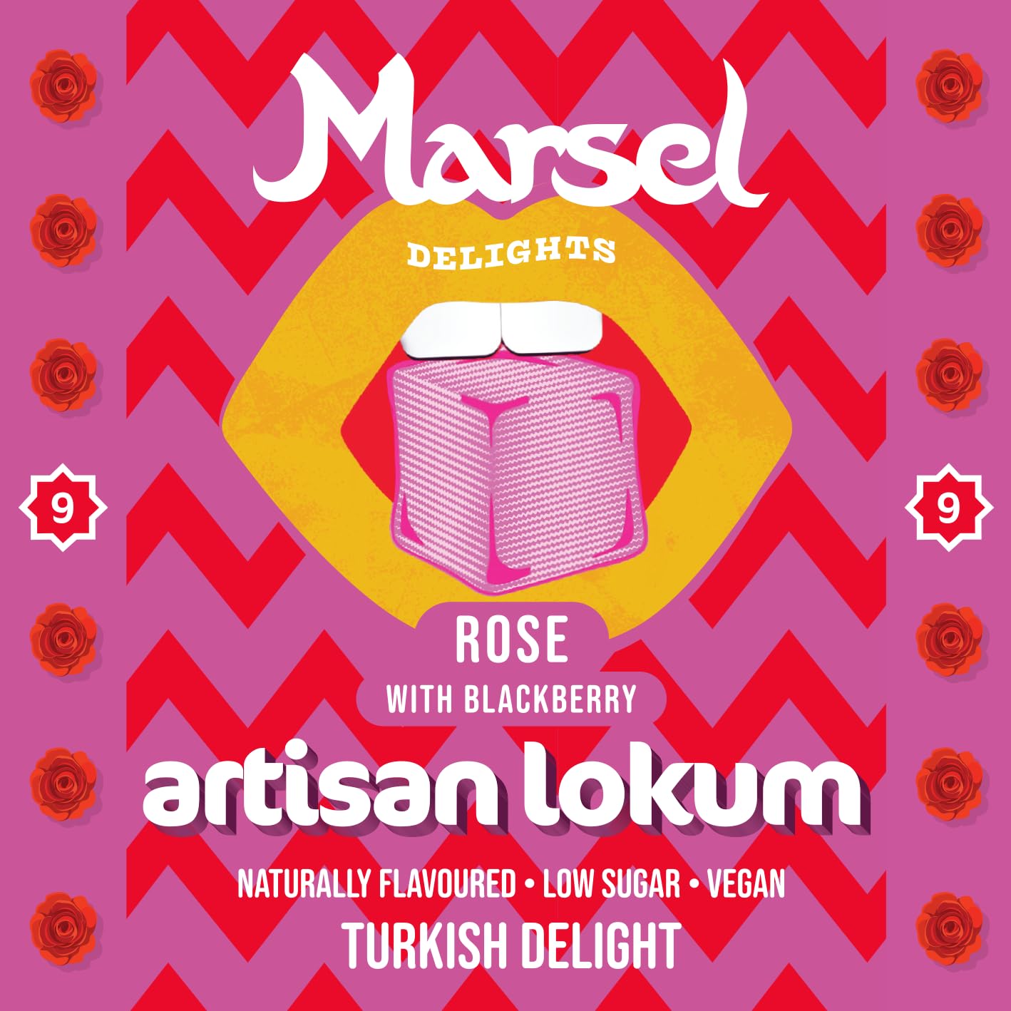 Marsel Delights, Artisan Turkish Delight - Naturally Flavored, Vegan, Gluten-free, No aromas or colorings (Rose)