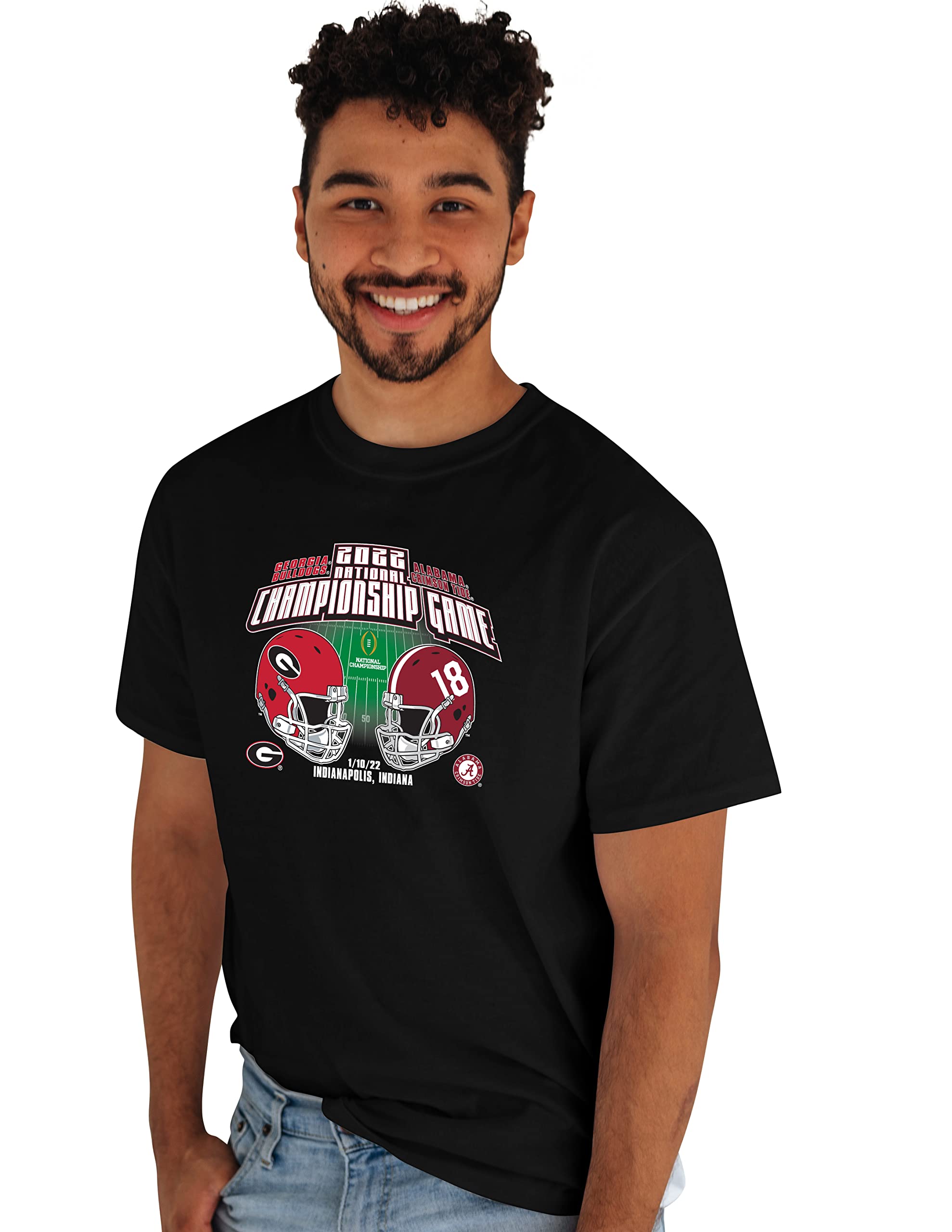 Blue 84 mens Ncaa Officially Licensed Georgia Bulldogs Vs Alabama Crimson Tide National Championship T-shirt 2021-2022 Shirt