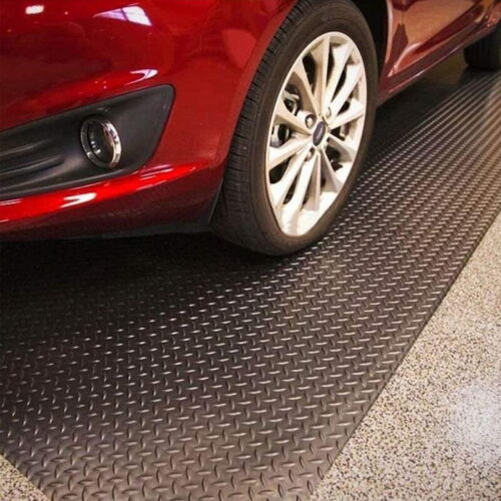 Maty Garażowe Antypoślizgowe Maty Podłogowe Maty Parkingowe z gumy diamentowej 16,5 X 3,3 Stopki do warsztatów pod samochodem (Rozmiar : 16,4 x 3,28 ft)
