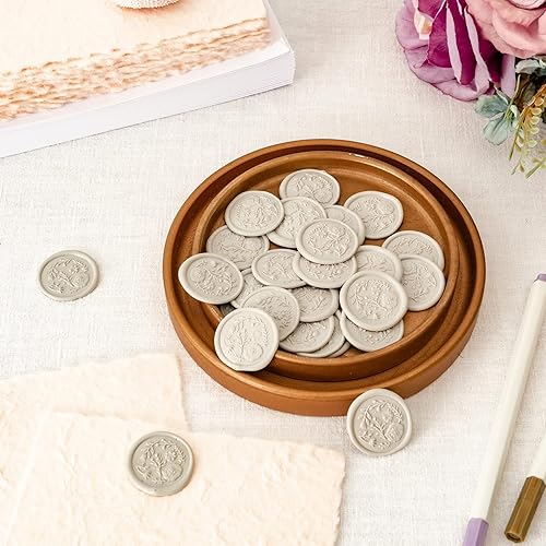 Miniatura 4 de 50 calcomanías de sello de cera, calcomanías de sello de corona gris para bodas, cumpleaños, baby shower, Acción de Gracias, invitaciones, sobres de