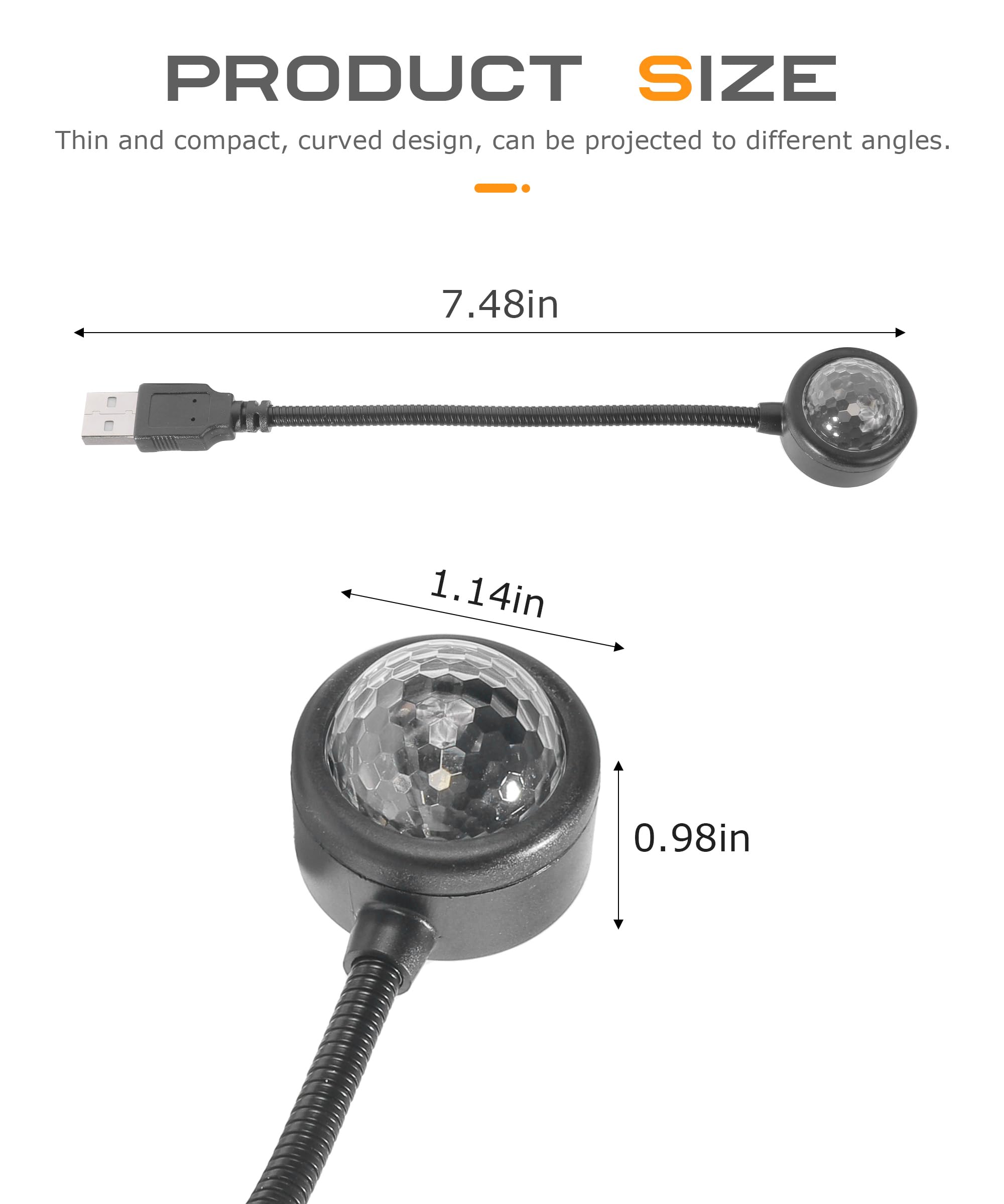 SCUARI Car Lights Interior,Star Lights for Cars,Car Accessories Portable Auto Roof Sound Activated Atmosphere Lamp,USB Projector Night Light,Can be Widely Used as Decorations in Most Vehicels