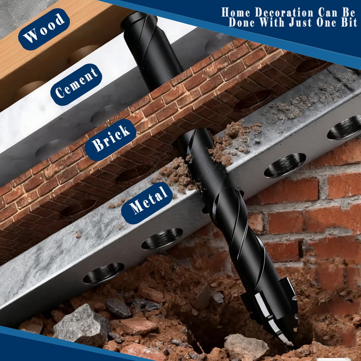 10pc Black 5/16” Serrated Eccentric Masonry Drill Bit, 8mm Serrated Concrete Drill Bit Set for Ceramic Tile Brick Glass Plastic Marble and Wood