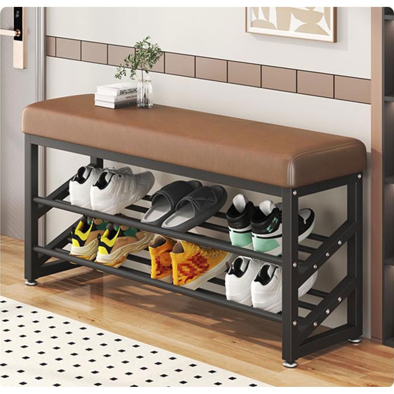 Tabouret à langer multifonction et banc à chaussures haut de gamme marron