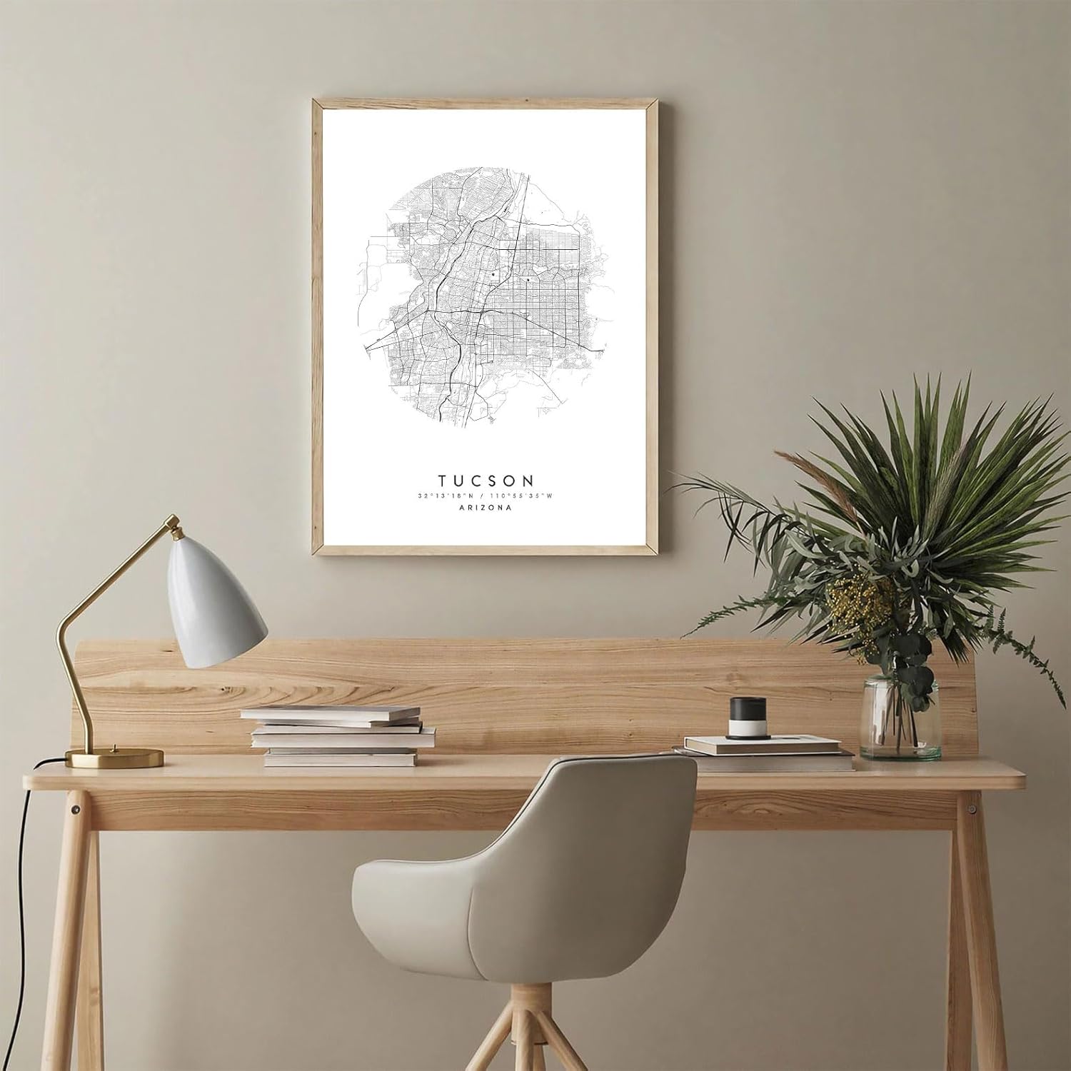 Modern B&W Poster of Tucson Arizona Az | 11x17 12x18 16x24 24x36 Unframed Print Wall Art | Minimalism Hometown City Traveler Gift | Minimalist Home Office Decor 1