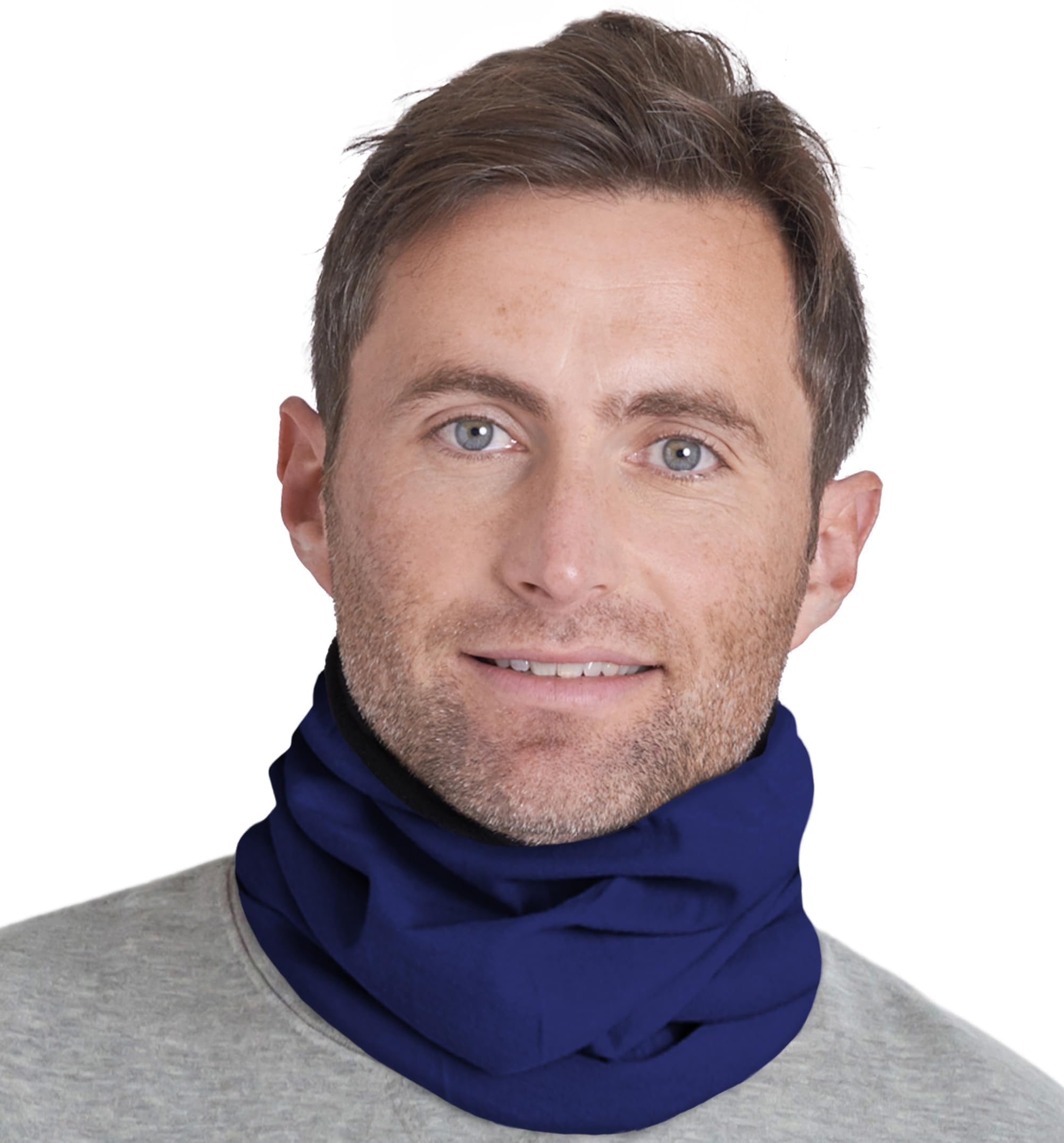 Fleece Neck Warmer Solids - Reversible Neck Gaiter Tube Ear Warmer Headband Mask Beanie. Ultimate Thermal Retention Versatility Style. Performance Comfort Fleece Microfiber Construction Navy Blue-image-24