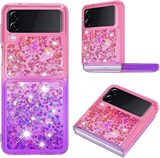 CCSmall Clear Case for Samsung Galaxy Z Flip3 5G, Bling Gradient Quicksand Glitter Soft TPU Bumper Shockproof Phone Case Cover for Samsung Galaxy Z Flip 3 JB Pink Mauve