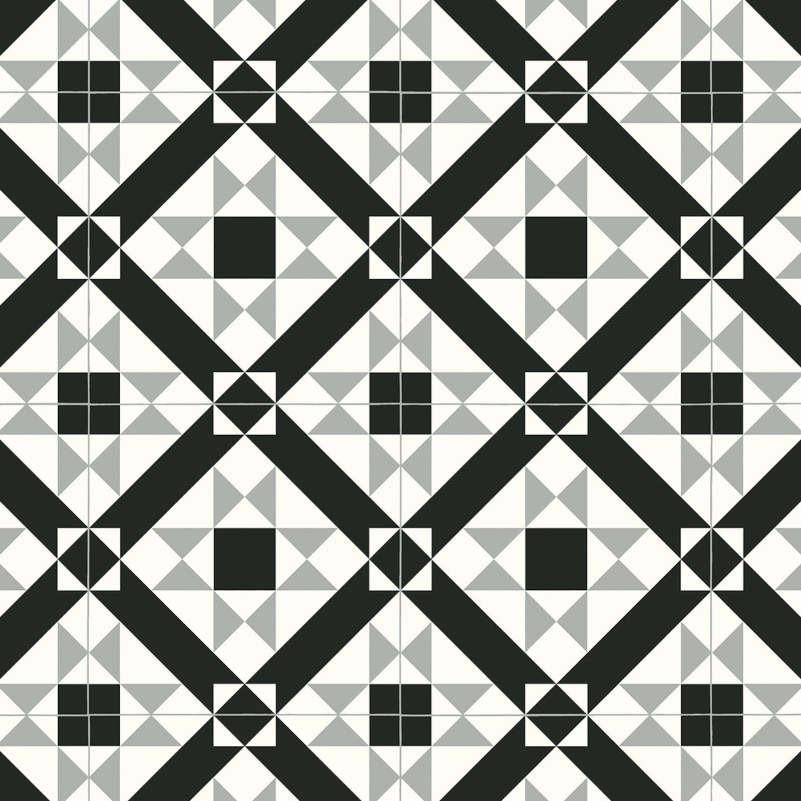 Star Patterned Tile Effect Magic Vinyl Flooring 2.8mm Realistic Foam Backed Lino Slip Resistant (Black & Grey Stars, 4m x 2m)