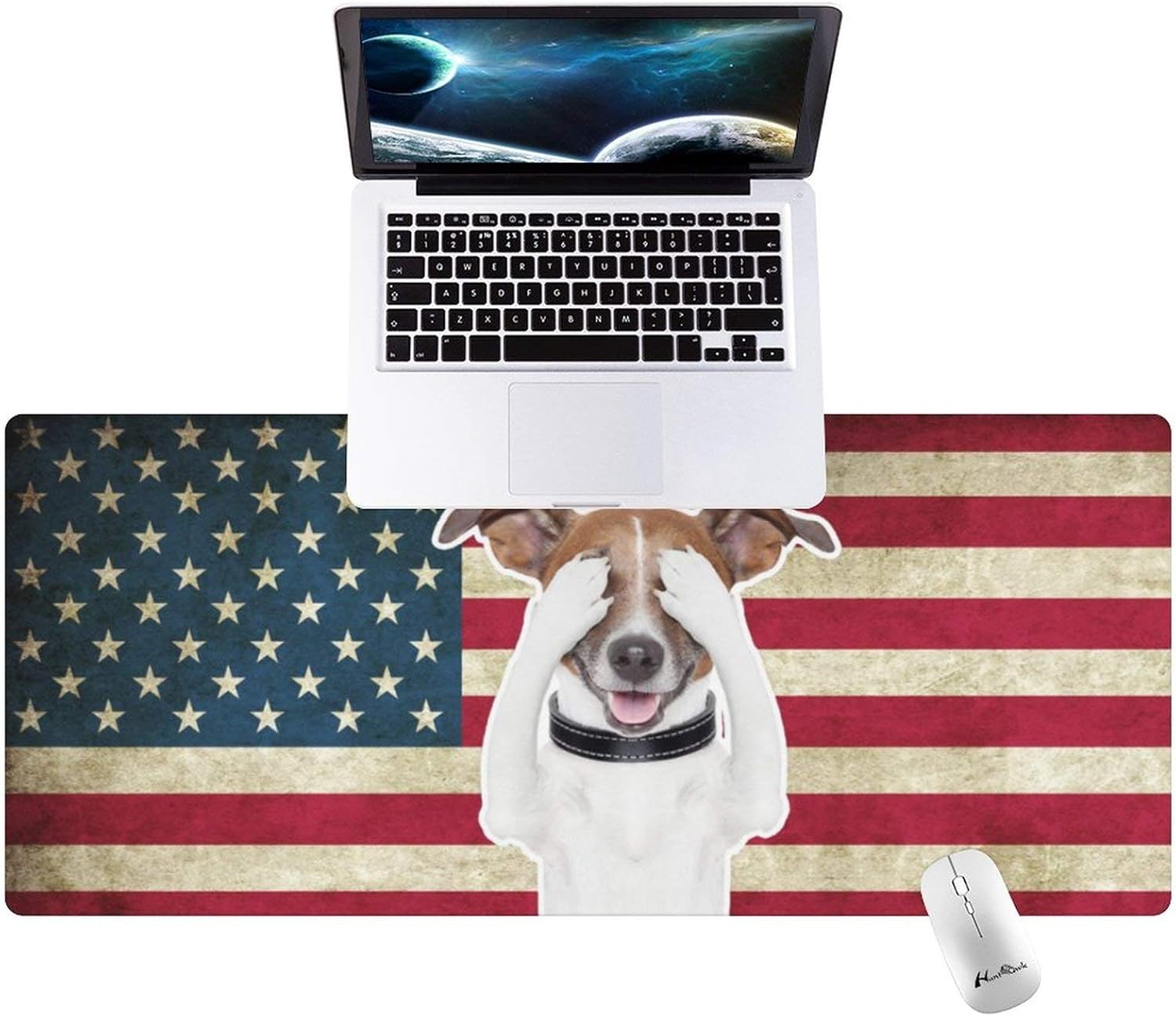 Hunthawk 大型デスクマット アメリカ国旗と犬のマウスパッド デスクトップ ホーム オフィス 学校 かわいい装飾 大きくて大きく開いたかわいいデスクパッド ゲーミングノートパソコンアクセサリー用 35 45インチx15 75インチx0 78インチ Anbx Net
