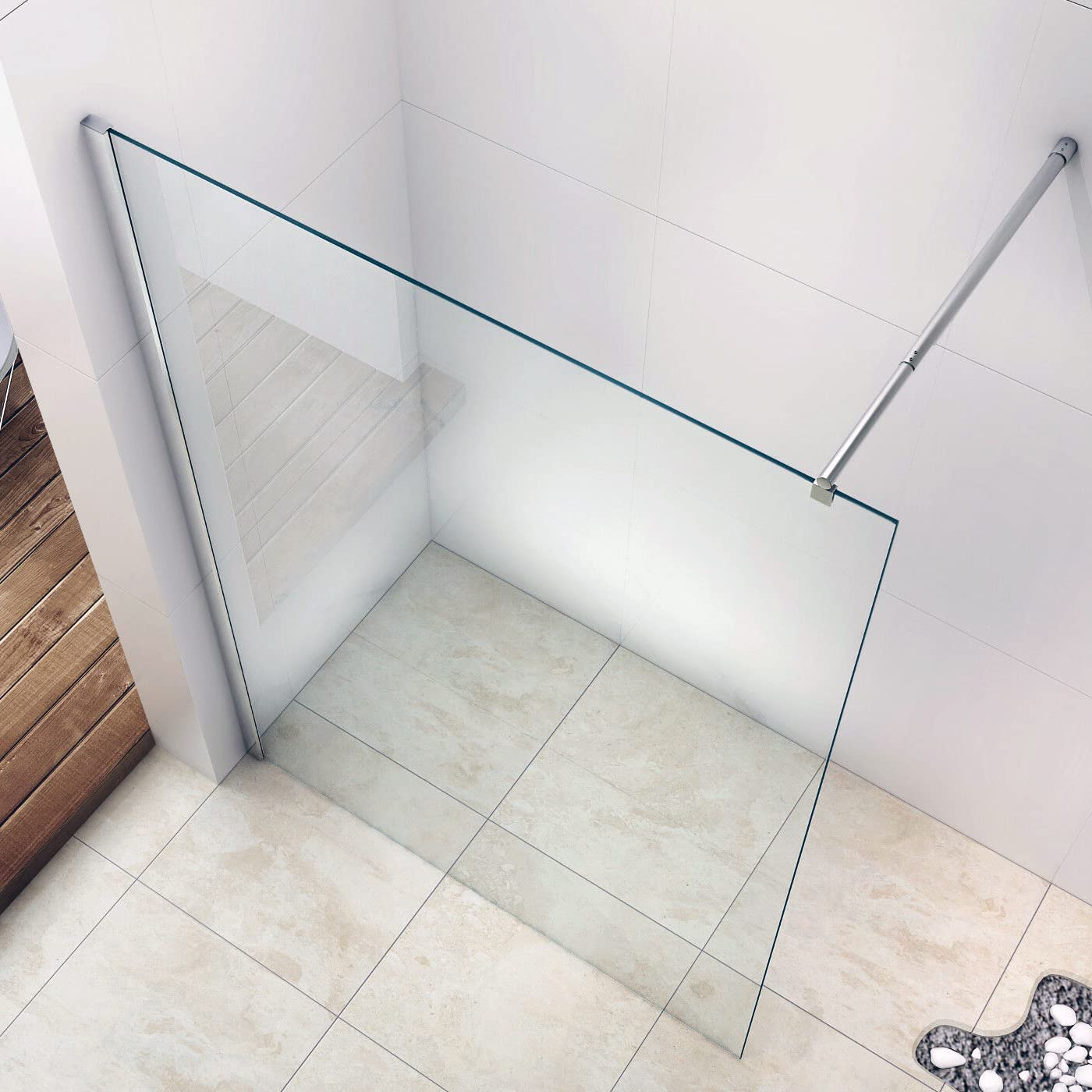 BERNSTEIN Przegroda prysznicowa Szkło Kabina prysznicowa bez brodzika Walk-In Nano ESG Szkło hartowane Echtglas EX101 Szkło przezroczyste 120 x 200 cm