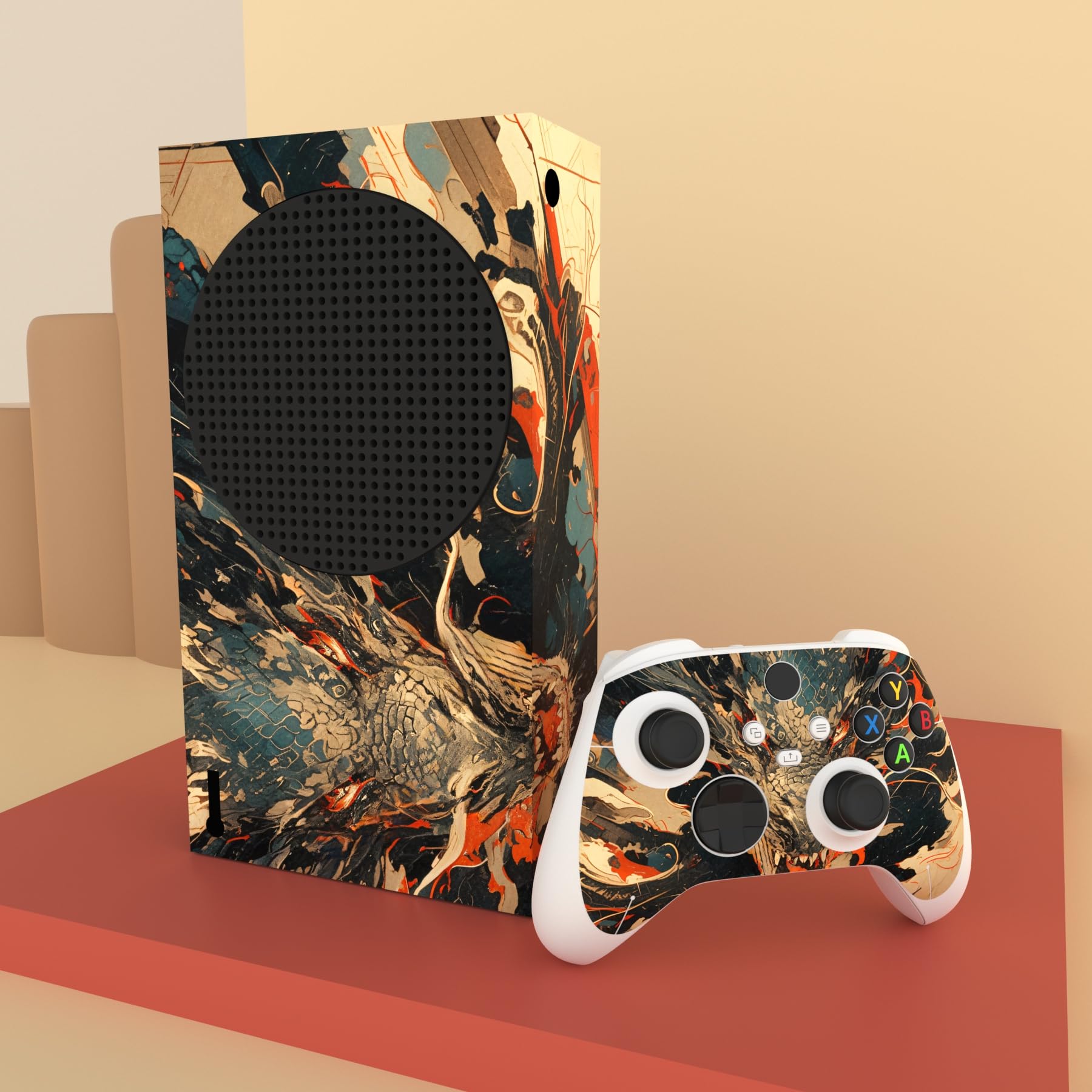 PlayVital Autocollant Protection pour Xbox Series S Sticker Manette Skin pour Xbox Series S Accessoires Console-Dragon Fureur