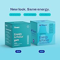 Vista 3 de Neuro Energy & Focus Gum - Goma de mascar de cafeína natural de 40 mg y suplemento energético nootrópico con L-teanina y vitaminas B, sin azúcar