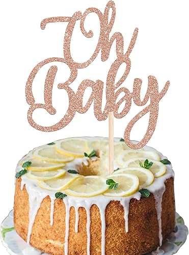 1 paquete de decoración de pastel Oh Baby con purpurina para fiesta de revelación de género, decoración de pastel de baby shower, decoración para