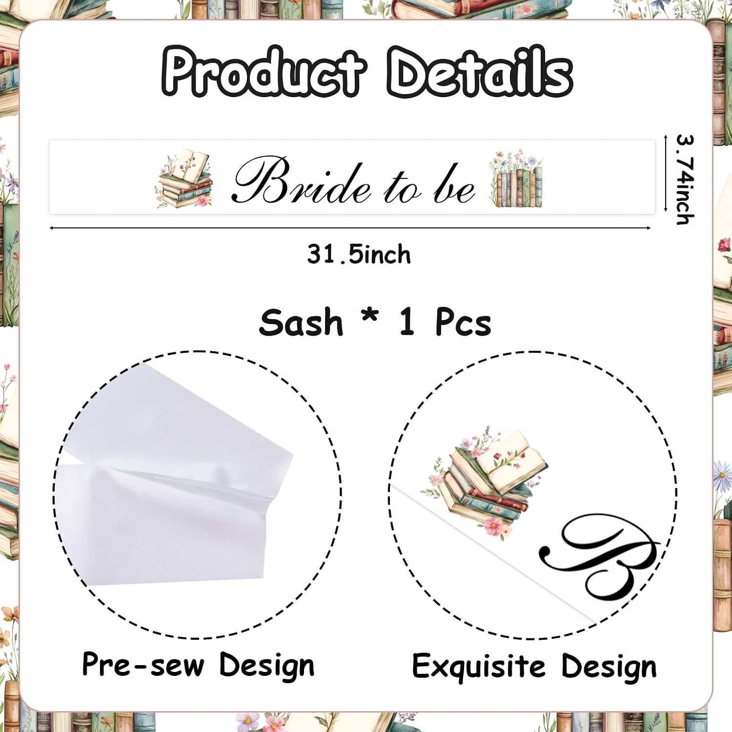 Serencatcher Book Themed Bridal Shower Decorations, Storybook Bride to Be Sash A New Chapter Begins Bridal Shower Sash for Flower Book Reading Engagement Wedding Decor Party Favors Gift Accessories