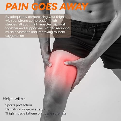Miniatura 4 de Manga de compresión para isquiotibiales (par) - Manga de compresión de cobre para mujeres y hombres, soportes para muslos para soportes cuádruples,