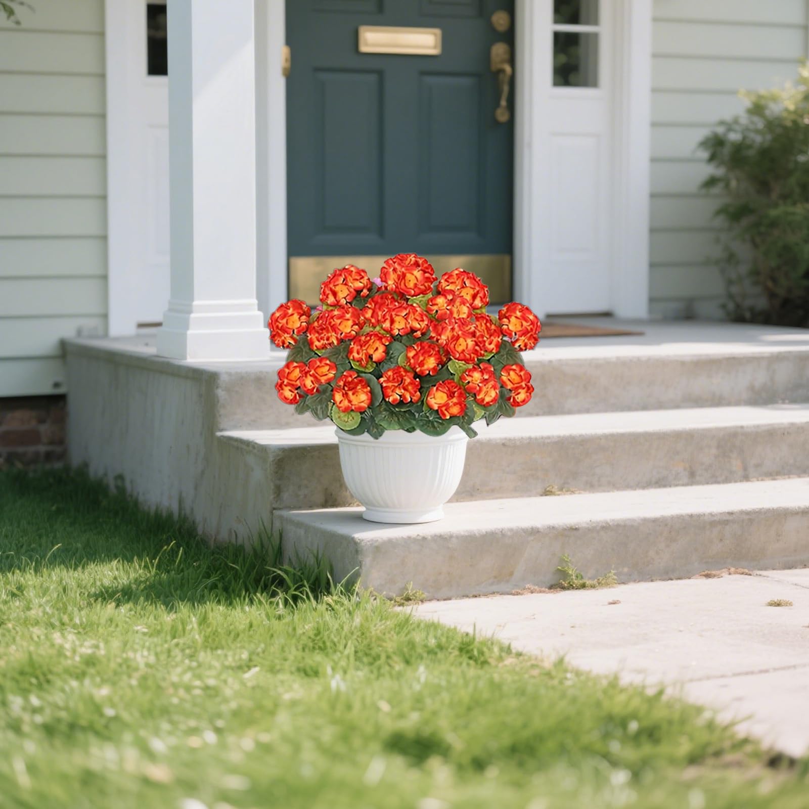 12 pezzi in finta arancia gerani fiori di seta per interni ed esterni centrotavola decorazione decorazione casa mazzo fiore
