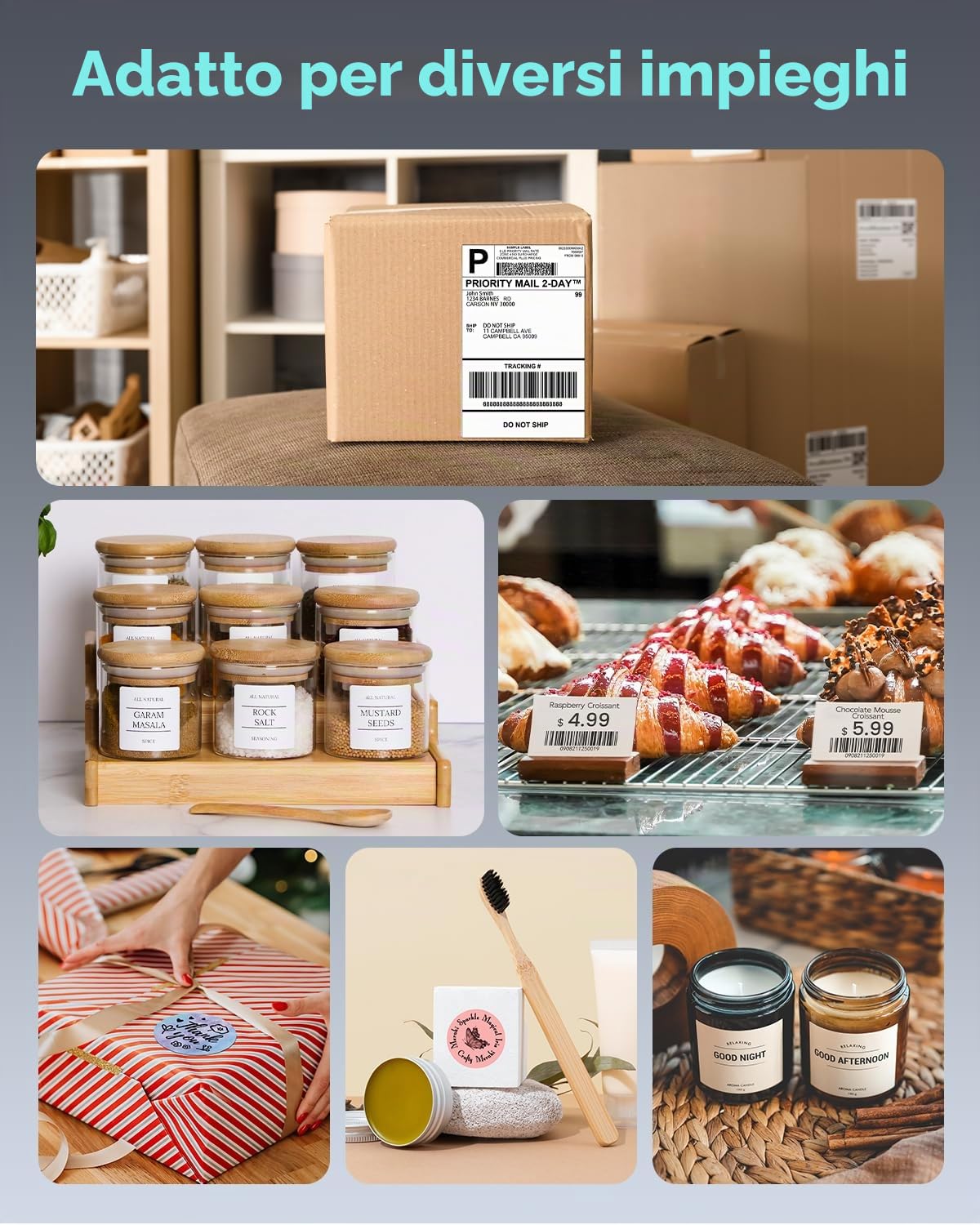 Stampante per etichette termica Bluetooth, stampante per etichette 4x6 per ufficio domestico e business, ampiamente utilizzata per Shopify, Amazon, compatibile con Android, iPhone, Windows