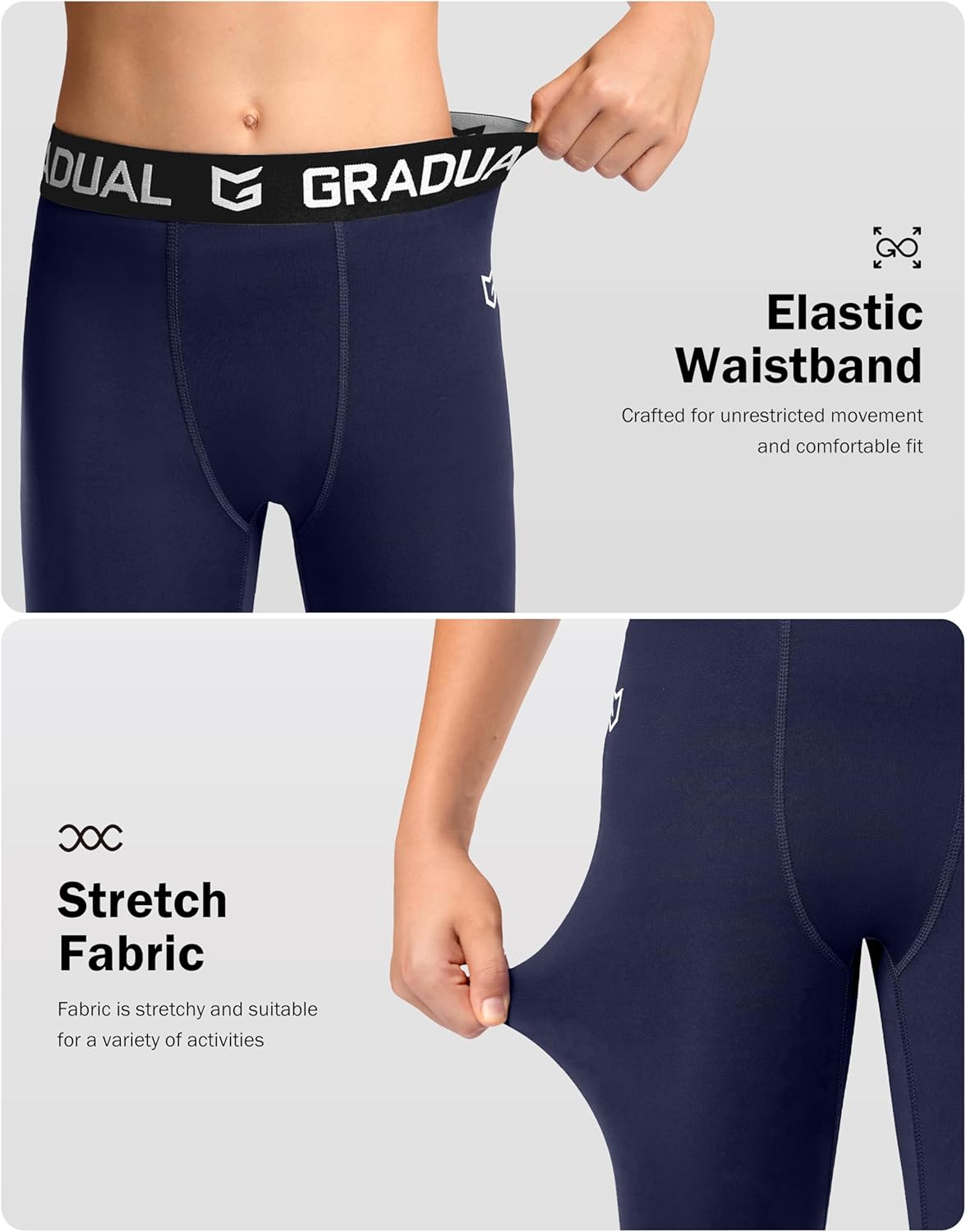 G Gradual Boys Compression Leggings Quick Dry Youth Basketball Football Pants Base Layer Sports Tights for Boys - Image 6