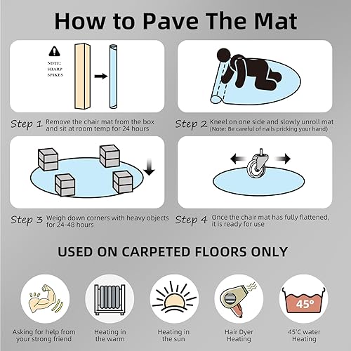 Miniatura 12 de Alfombrilla para silla de oficina para alfombra: 36 x 48 pulgadas alfombra de escritorio de computadora - Alfombra de plástico PVC alfombra