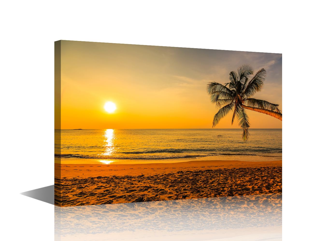 TISHIRON Canvas Wall Art for Bedroom Sea Sunset Wall Paintings for Living Room Coastal Beach Office Modern Wall Art Ocean Pictures Print On Canvas Giclee Framed Ready to Hang