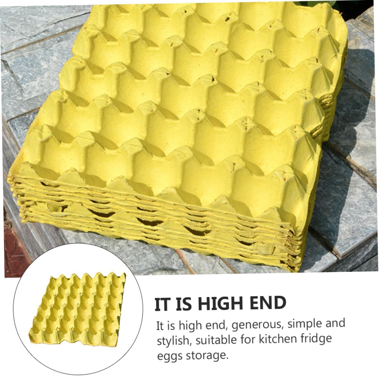Generic 10pcs DIY Egg Storage Trays Household Egg Holding Containers Made of Natural Paper Pulp Yellow Cartons for Refrigerator Kitchen Use