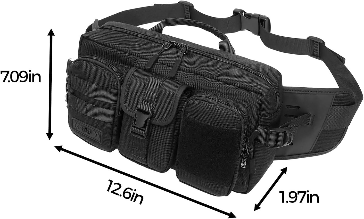 OZUKO Fanny Pack, Large Capacity Tactical Waist Bag with Multiple Pockets, Water Resistant Crossbody Fanny Pack, Lightweight Hip Pack for Hiking Running Travel Outdoor