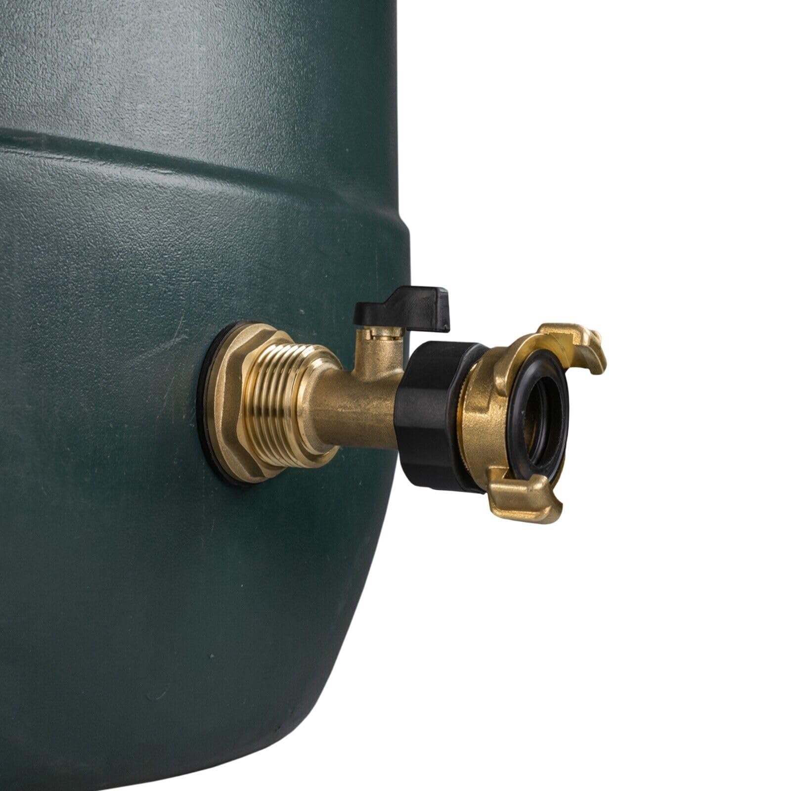 1" Brass Metal Lever Water Butt Replacement Tap with Quick Hosepipe Outlet – Durable Bib Tap for Garden Watering and Irrigation Systems (Brass Valve + GEKA)