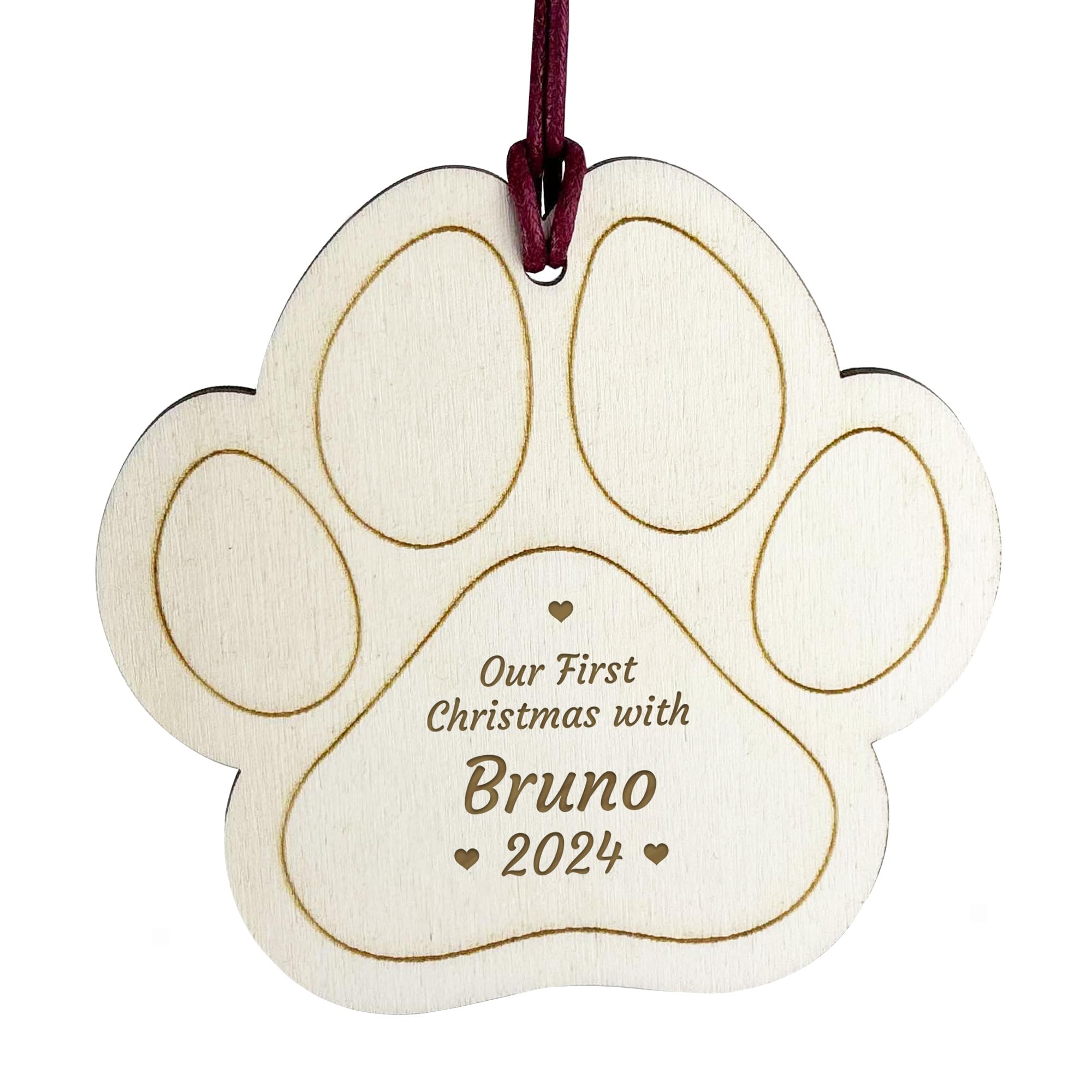 Red Ocean Personalised Dog's First Christmas Tree Decoration Bauble, New Puppy Dog Pet Xmas Tree Decoration, First Christmas With Dog Gifts, Personalised Pet Dog Baubles