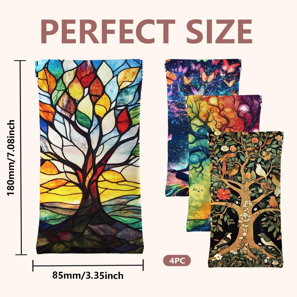 GLOBLELAND 4Pcs Soft Glasses Case Fantasy Squeeze Top Eyeglass Case Travel PU Leather Sunglass Case Pouch for Women Men